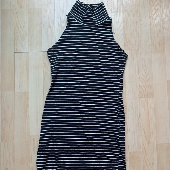 American Apparel Striped Turtleneck Body Con Dress - Picture 2 of 5